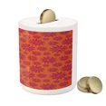 thumbnail image 3 of Floral Piggy Bank, Modern Design with Geometrical Bold Line Flowers Image, Ceramic Coin Bank Money Box for Cash Saving, 3.6" X 3.2", Scarlet and Maroon, by Ambesonne, 3 of 4