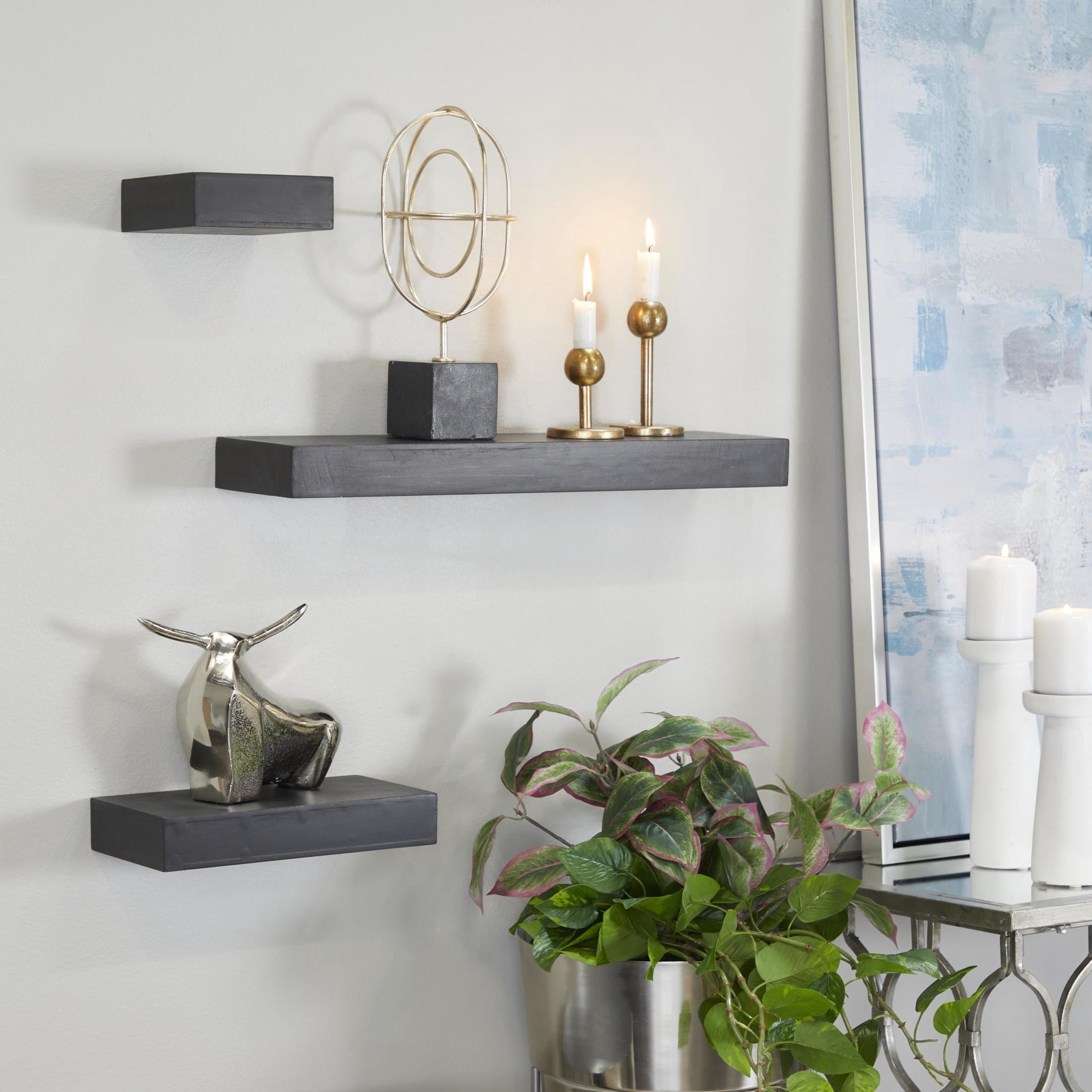 CosmoLiving by Cosmopolitan 24", 12", 6"W 3-Tier Black Wall Shelf (3 Count)