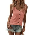 thumbnail image 2 of Women'S Button Front Tank Top Summer Casual Loose Fit Scoop Neck Sleeveless Tops Pink XXL, 2 of 6