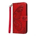 thumbnail image 6 of SaniMore Wallet Case for iPhone 13, PU Leather Embossed Butterfly Flip Folio Cover Card Holder [Kickstand][Wrist Strap] All Arpund Protective Shockproof Shell for iPhone 13(2021), Red, 6 of 18