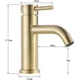 thumbnail image 4 of Laklulu Grifo monomando para baño, tubo de latón, grifo para fregadero de agua fría y caliente, oro cepillado, 4 of 5