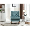thumbnail image 2 of Rocking Chair, Modern Fabric Upholstered Accent Arm Chair with High Back and Solid Wood Base, Comfy Glider Rocker Side Chair with Padded Seat for Living Room Nursery Apartment, Mint Green, 2 of 7