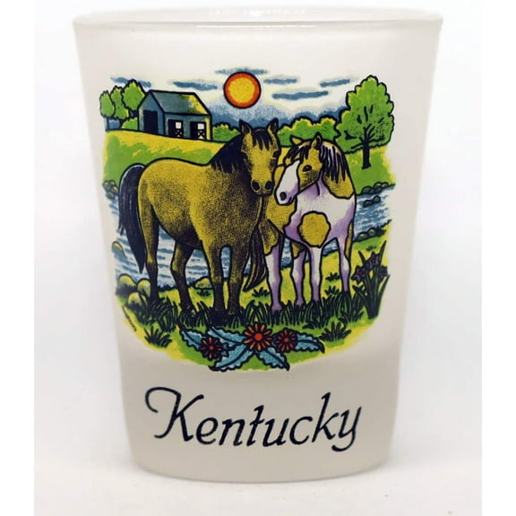 Kentucky Horses Frosted Collector's Souvenir shot glass