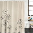 thumbnail image 2 of Retro Beige Flowers Shower Curtain, Waterproof Shower Curtains for Bathroom, Rustic Abstract Floral Simple Art Washable Fabric Bathtub Curtain Set Bath Decor with 12 Hooks Standard 72"x72", 2 of 8