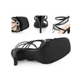 thumbnail image 2 of BLISSFUL STEP Rhines Square Toe Ankle Strap Stiletto Heel Sandals for Women Black 6, 2 of 6