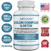 Colon Cleanse Detox Capsules for Colon Health, 15 Day Colon Cleanser Supplement w/Probiotic & Natural Laxative for Constipation Relief, Digestive Health, Colon Detox, Weight Loss & Energy Boost 30 Ct