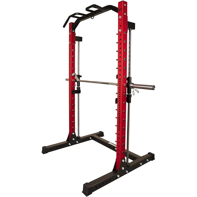 Signature Fitness SF SS1 1 000 Pound Capacity 3 x 3 Power Rack Squat Stand Includes J Hooks and Safety Spotter Arms Optional Conversion Kits Red
