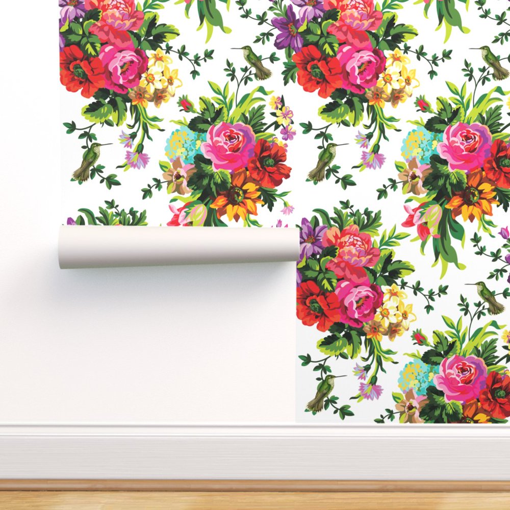 Peel-and-Stick Removable Wallpaper Cottage Chic Pink Green Shabby