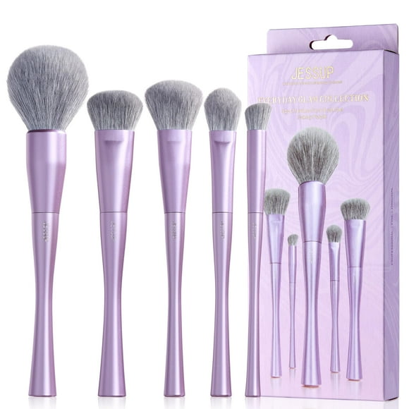 Set de brochas de maquillaje Jessup Face T514, 5 unidades, color morado sintético