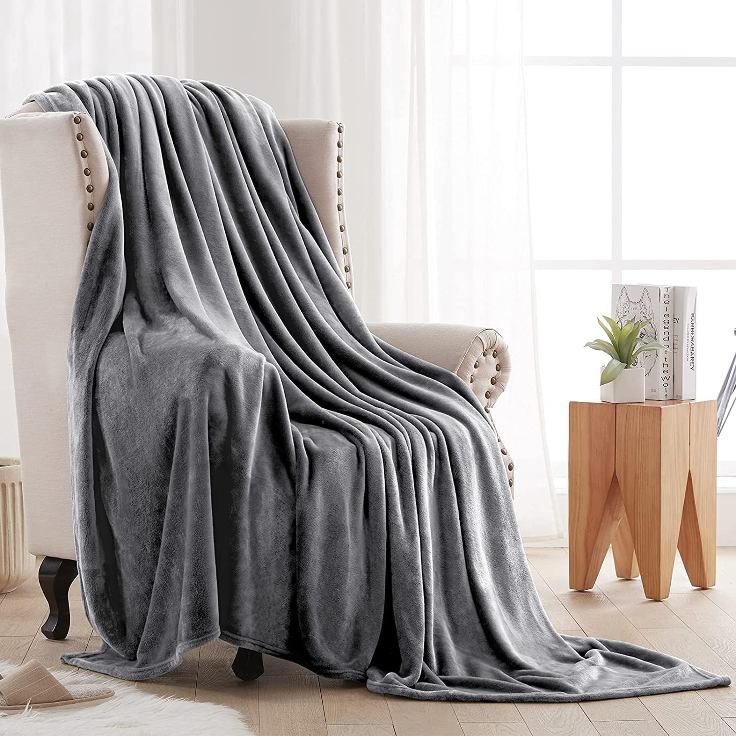 Navy Color 6 Pounds Warm in Autumn and Winter Longhui bedding Grey Blue Sherpa Plush Thick Warm Blanket 80 x 90 Queen Size Super Soft Fuzzy Microfiber Throw Blankets for Couch Sofa Bed