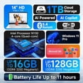 thumbnail image 3 of HP Flagship 14 Laptop Computer, 16GB RAM, 384GB Storage(128GB UFS+256GB MSD), Intel N150 CPU, 1-Year Office 365, Copilot Key, Wi-Fi 6, Windows 11 Pro, Natural Blue, 3 of 9