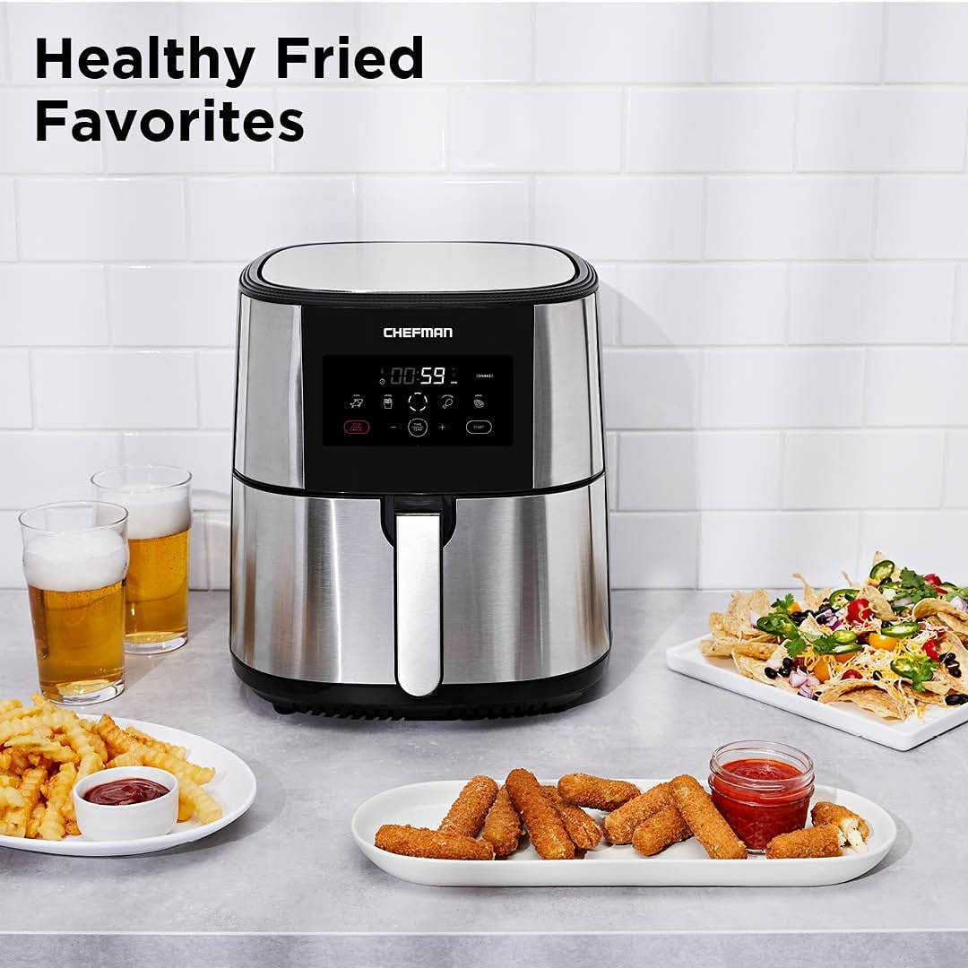 Best Buy: Chefman TurboFry Air Fryer, 8 Qt. Square Basket w/ Divider for  Dual Cooking Silver/Black RJ38-SQSS-8T-D