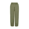 thumbnail image 4 of Baqcunre Linen Pants Women Summer Women'S Pants Summer Elastic High Waist Linen Pants Straight Leg Wide Leg Cropped Pants Workout Shorts Womens Women'S Pants Army Green S, 4 of 8