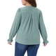 thumbnail image 3 of Blusas de túnica casual de manga larga con volantes y escote en V con ojales para mujeres de tallas grandes Agnes Orinda 2X verde frijol, 3 of 6