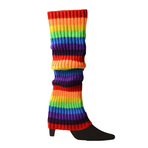 UNTERING Socks Women 80s Fluorescent Colored Knit Leg Warmers Ribbed Footless Socks Stockings Halloween Accessories