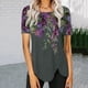 thumbnail image 2 of Camisetas de verano para mujer, blusa holgada con estampado Floral, cuello redondo, dobladillo irregular, camisetas casuales de manga corta con gráficos Pompotops  hkajfhjk464190, 2 of 5