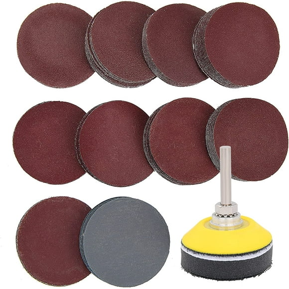 Hiziwimi 100 Pieces 2 Inch Sanding Discs, 80-3000 Grit Sandpaper with 1/4" Shank Backing Plate and Soft Foam Buffering Pad, for Drill Grinder Tool, Hook and Loop Sand Paper Assortment Pack