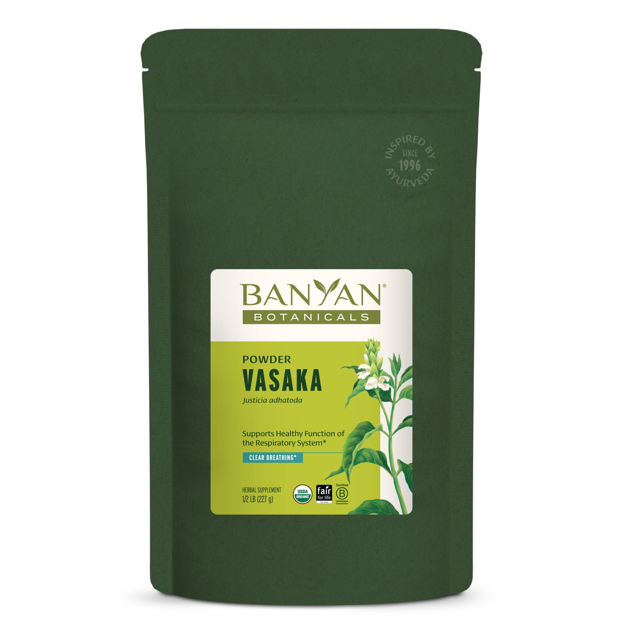 Banyan Botanicals Vasaka Powder – Organic Vasaka Leaf (Adhatoda Vasica) – Ayurvedic Herbal Lung Support Supplement or Vasaka Tea* – ½ lb. – Non-GMO Sustainably Sourced Vegan