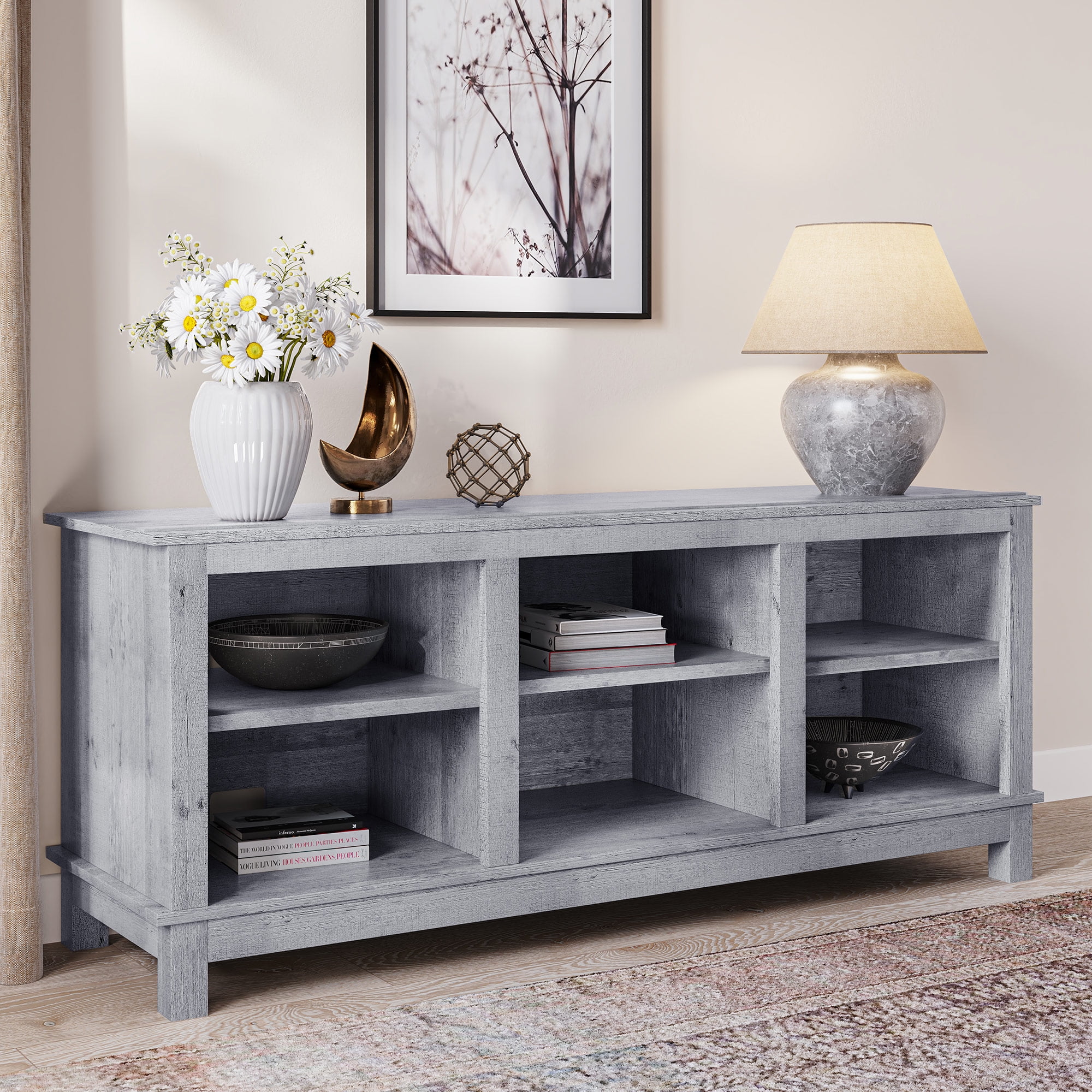 BELLEZE TV Stand Media Entertainment Center Charmant (Light Gray
