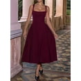 thumbnail image 3 of Women'S Square Neck Maxi Prom Dresses Flowy A Line Sleeveless Sundress Tank Summer Casual Vacation Dress Wine Red XL, 3 of 5