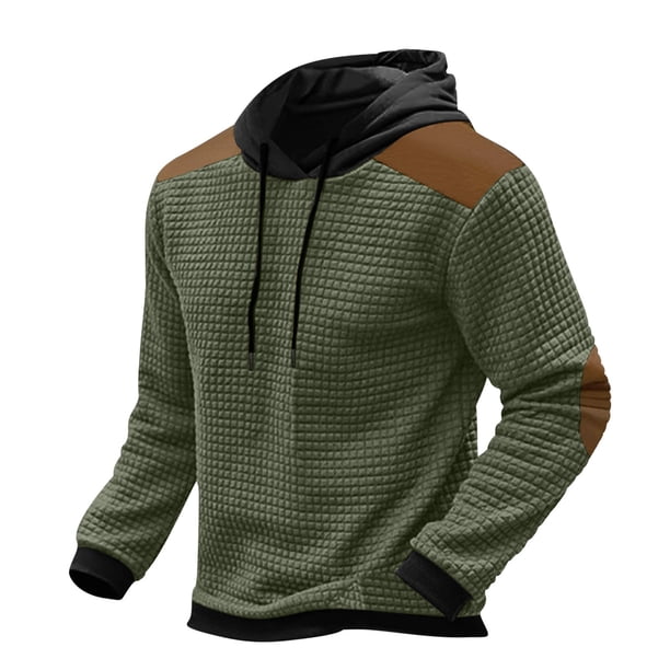 Sudadera con capucha para hombre, moda informal, deportiva, cuello alto, botones, patchwork, manga larga, jersey, sudadera, blusa, blusa para hombre