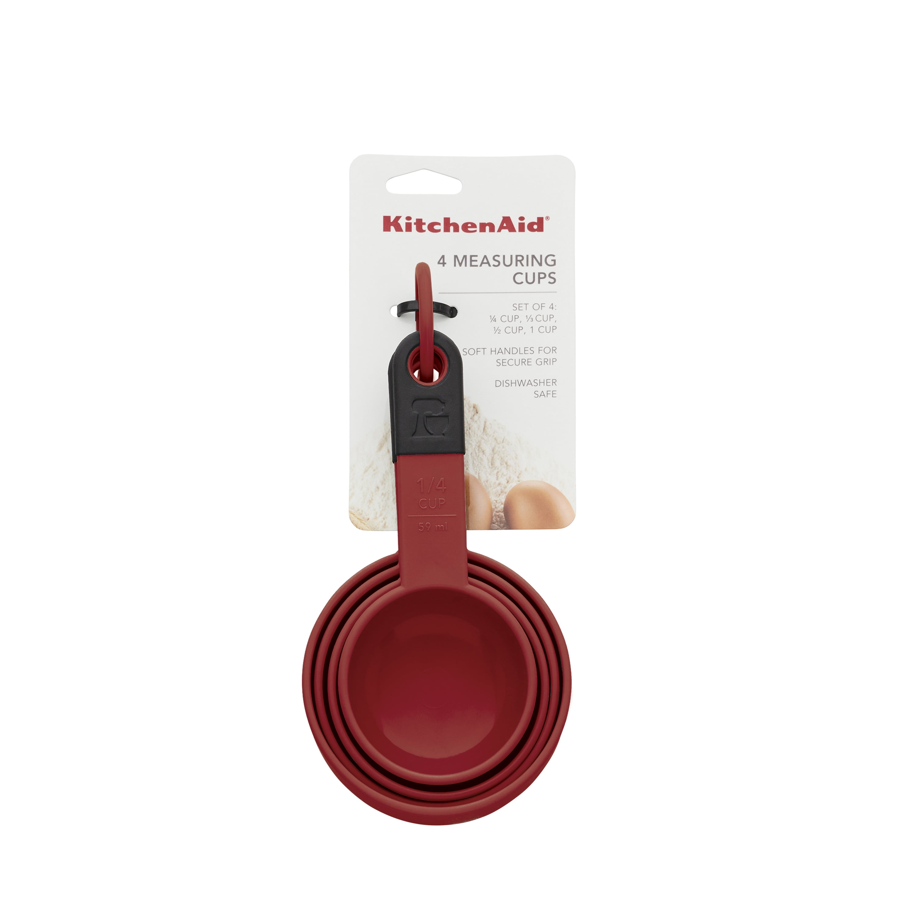 KitchenAid KE058OHERA Classic Measuring Cups, Set of 4, Red/Black