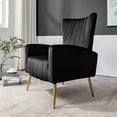 thumbnail image 5 of Silla de acento de terciopelo con patas de metal, sillón tapizado moderno, silla lateral de espalda para salón dormitorio pequeños espacios, 5 of 5