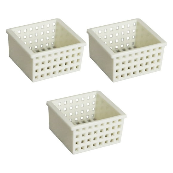 3Pcs Fairy House Kitchen Accessories Storage Basket Miniature Basket (White)