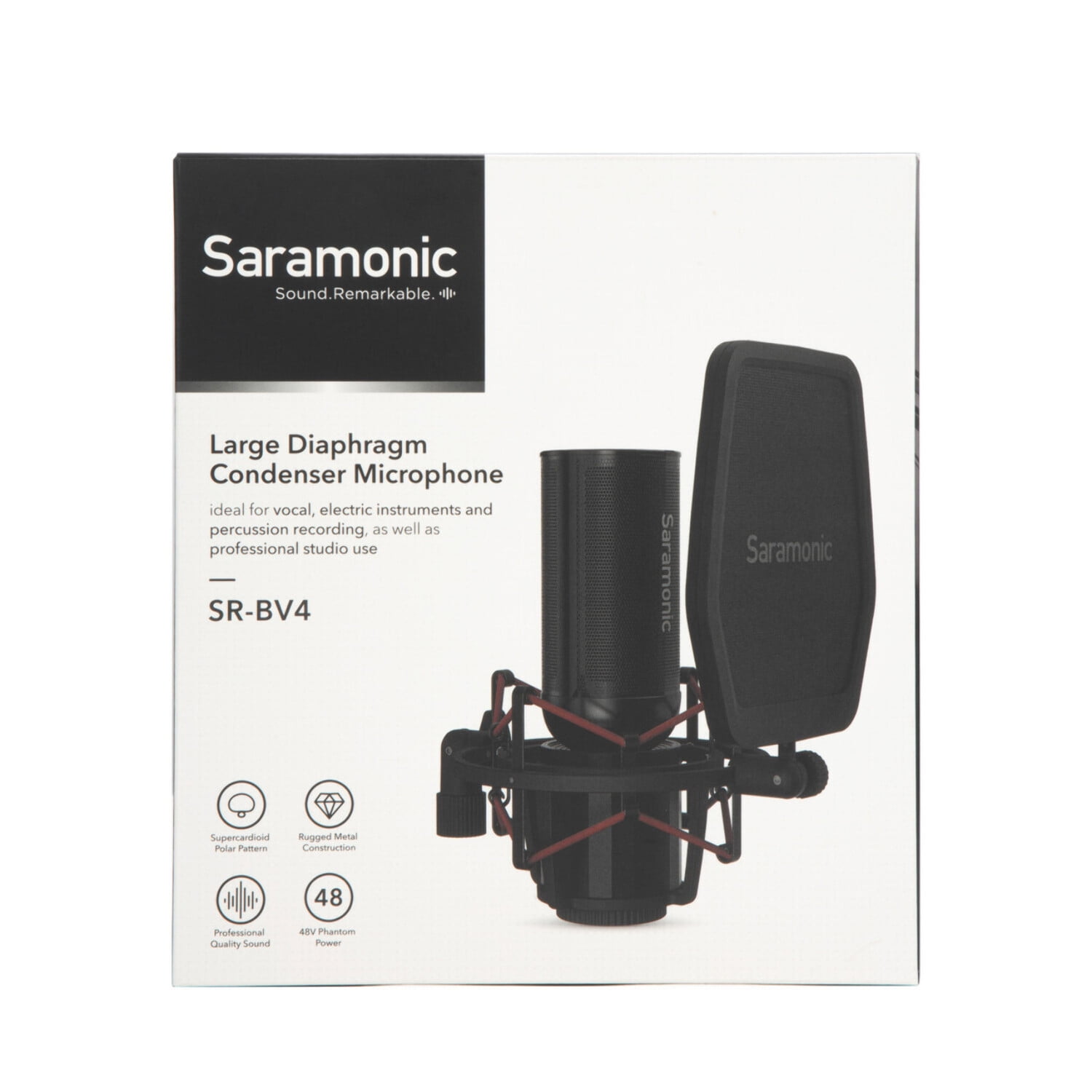 Saramonic SR-BV4 Supercardioid Large-Diaphragm Condenser Microphone with Shock Mount & Pop Filter
