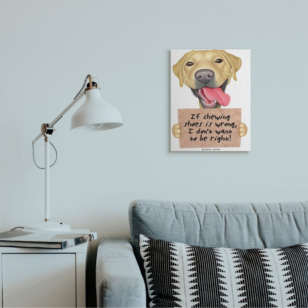 Stupell Industries Labrador Bad Dog Humor Chewing Shoes Pet Sign Canvas Wall Art Design by Danny Gordan