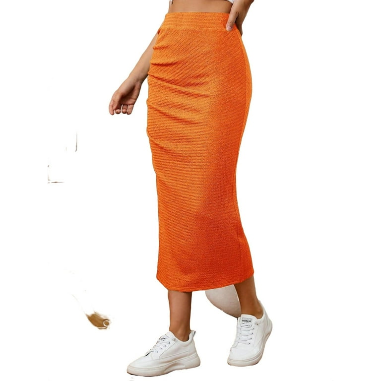 Orange pencil skirt uk online