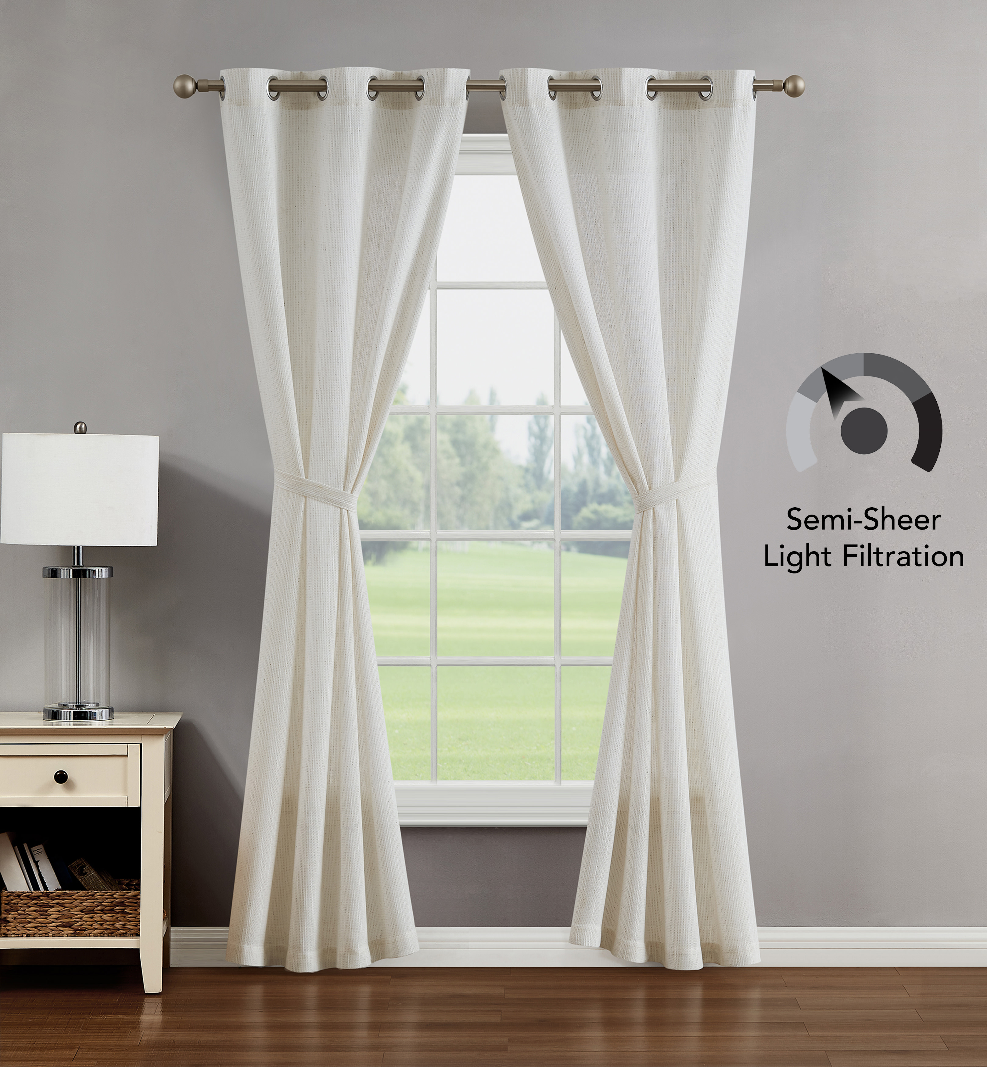 Creative Home Ideas Contemporary, Modern Grommet Light Filtering Curtain Panel, 38 in x 96 in (2 Panels)