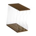 thumbnail image 4 of Bunblic Vinyl Record Holder Stand Organizer Home Decor Table Elegant Display Stand Storage Rack for files Albums Documents Newspapers Walnut Color 3 Grid, 4 of 8