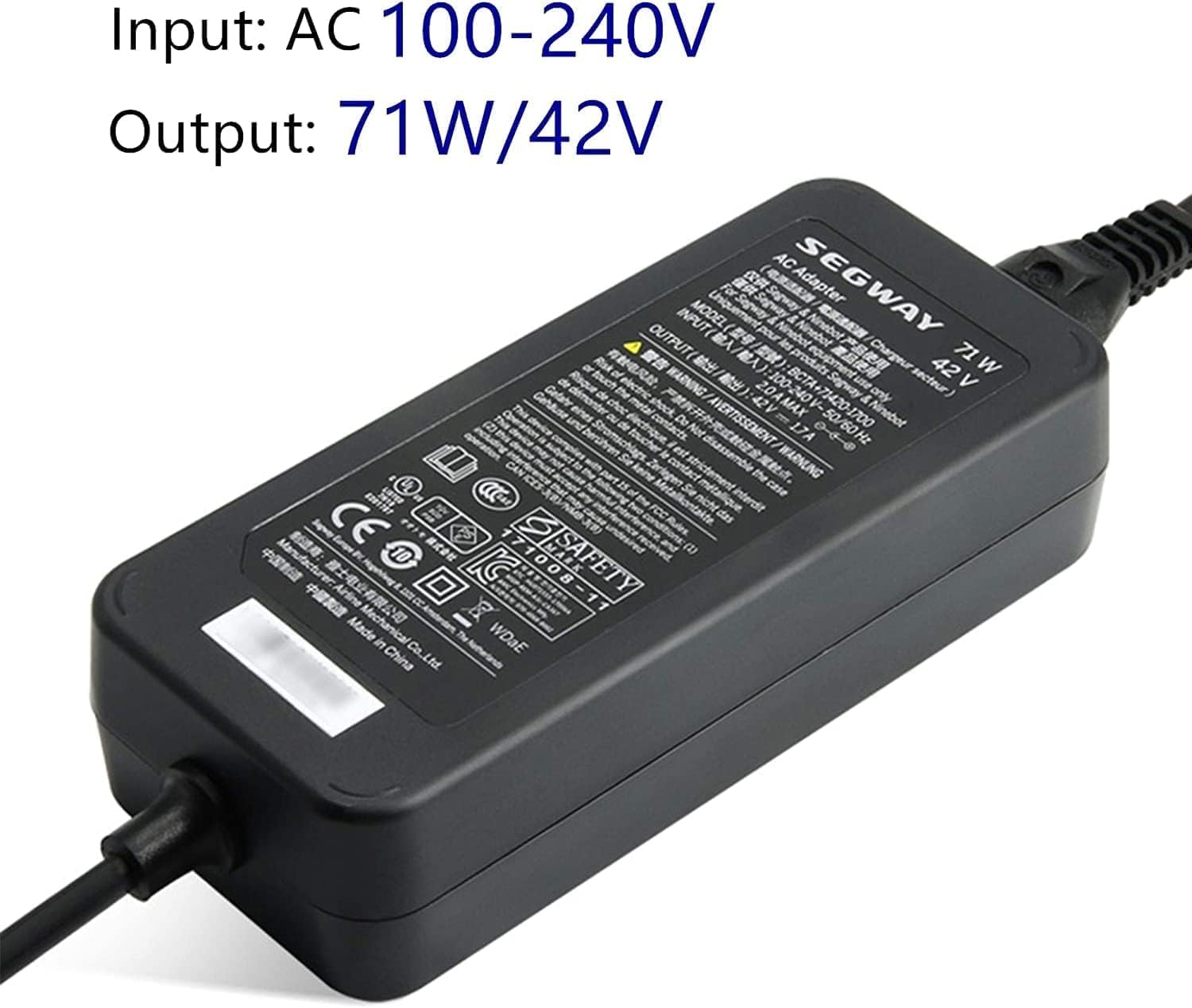 ZCOfficial Original 42V 1.7A 71W Charger for Ninebot by Segway ES1 ES2 ES3 ES4 MAX ES4 Plus M365 G30LP E22 E25 T15 F20 F20 F20A F20D F25 F25E F30 F30D F30E F30S F40 F40D F40E D18 D28 D38 etc.