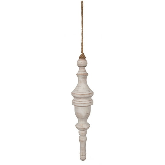 Vickerman 12" White Washed Turned Wood Finial Ornament, 2 per bag.