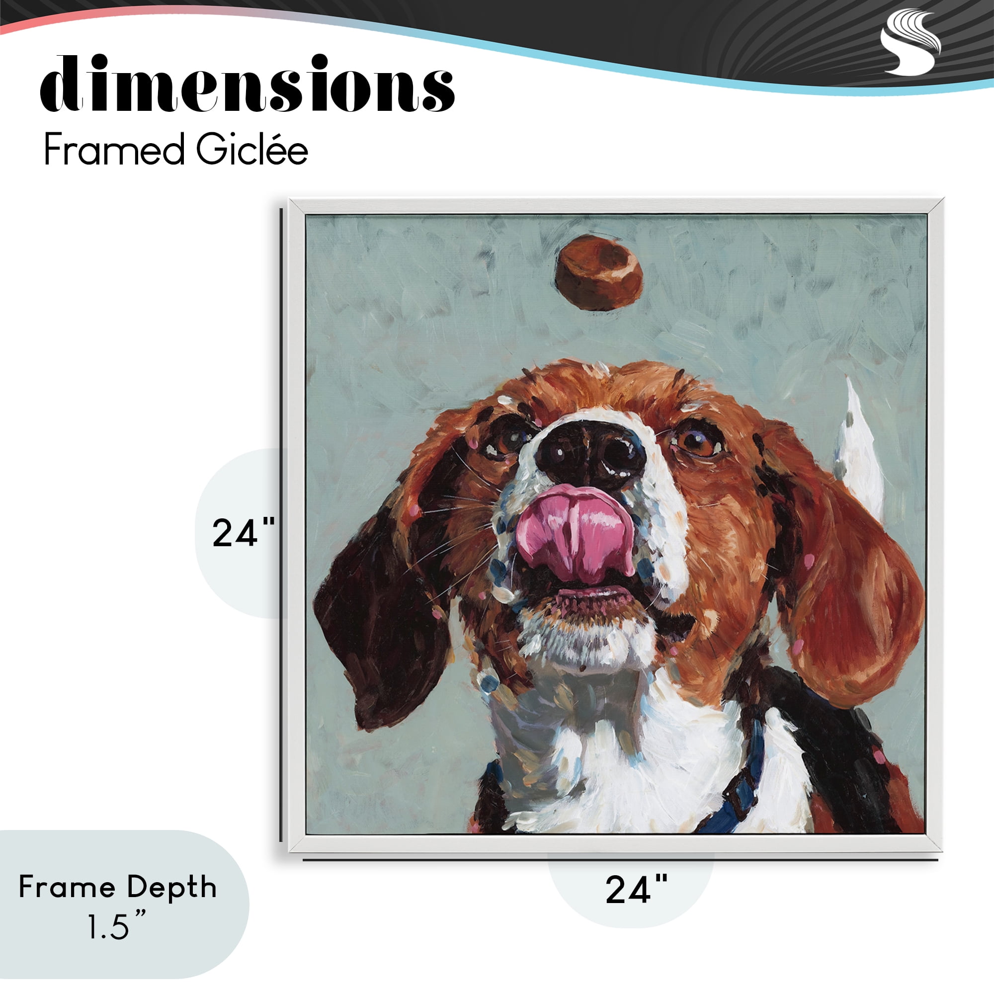 Stupell Industries Beagle Treat Excitement White Framed Giclee Art, design by Studio Bautista