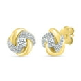 thumbnail image 2 of DGOLD 10kt Yellow Gold Round White Diamond Fashion Stud Earrings for Women (1/3 cttw), 2 of 4