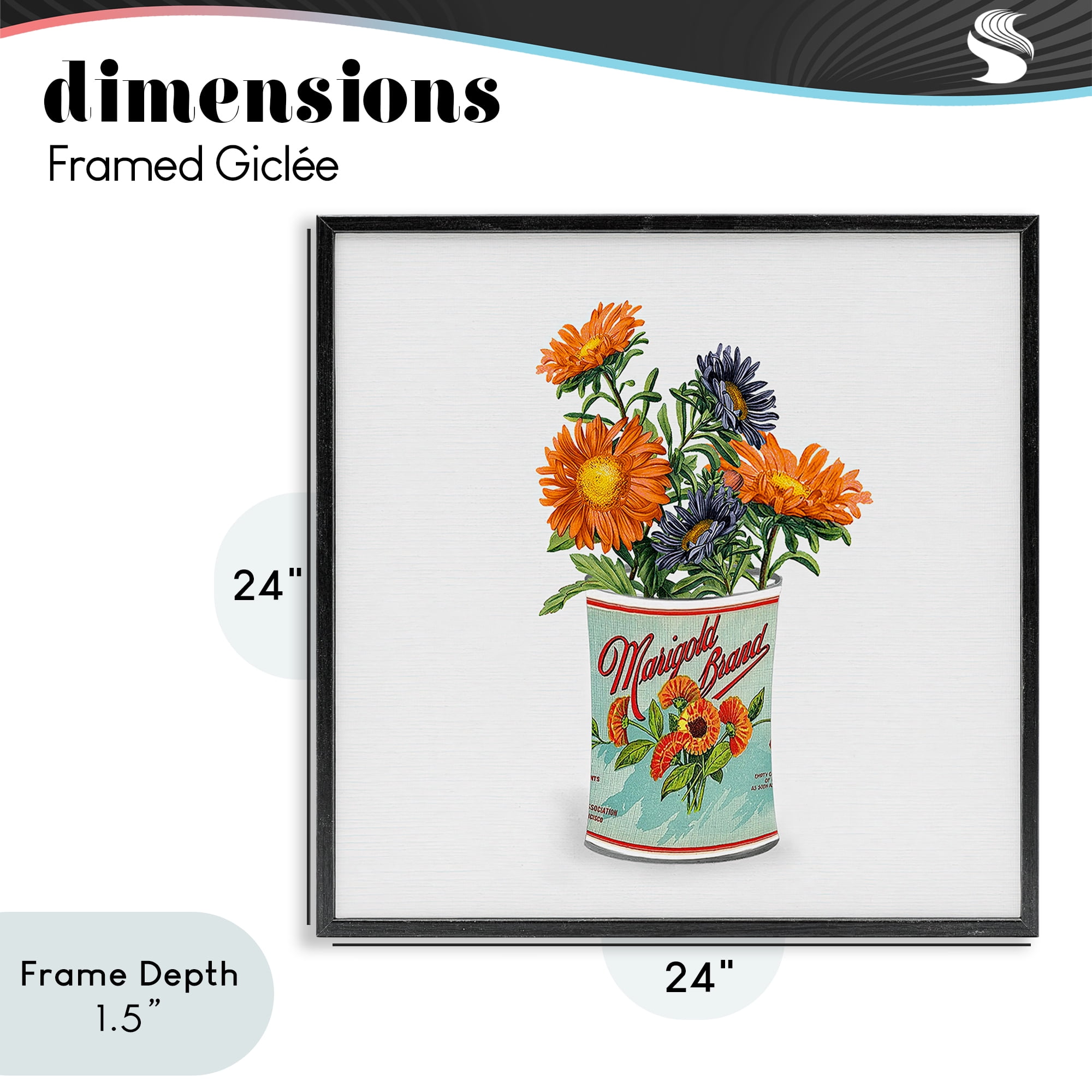 Stupell Industries Nostalgic Marigold Tin Bouquet Black Framed Giclee Art, design by Val Rhodes