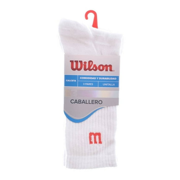 Calcetas Wilson para Hombre, 3 Pares Blanco Unitalla