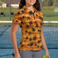 thumbnail image 2 of Binienty Wave Palm Tree Matching Shirts for Couples Fashion Classic Fit Moisture Wicking Couple Shirt with Quarter Zip Comfortable Short Sleeve Daily Wear for Workout Sports, 2 of 7