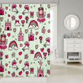 thumbnail image 2 of Manfei Princess Castle Shower Curtain 72Wx78L, Flower Cloud Rainbow Bath Curtain, Green Pink, 2 of 5