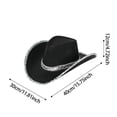 thumbnail image 3 of Ticikt Western Cowboy Hat for Women and Men Wide Brim Glitter Cowboy Cowgirl Hat with Rhinestone Fedora Hats,Color:White, 3 of 6