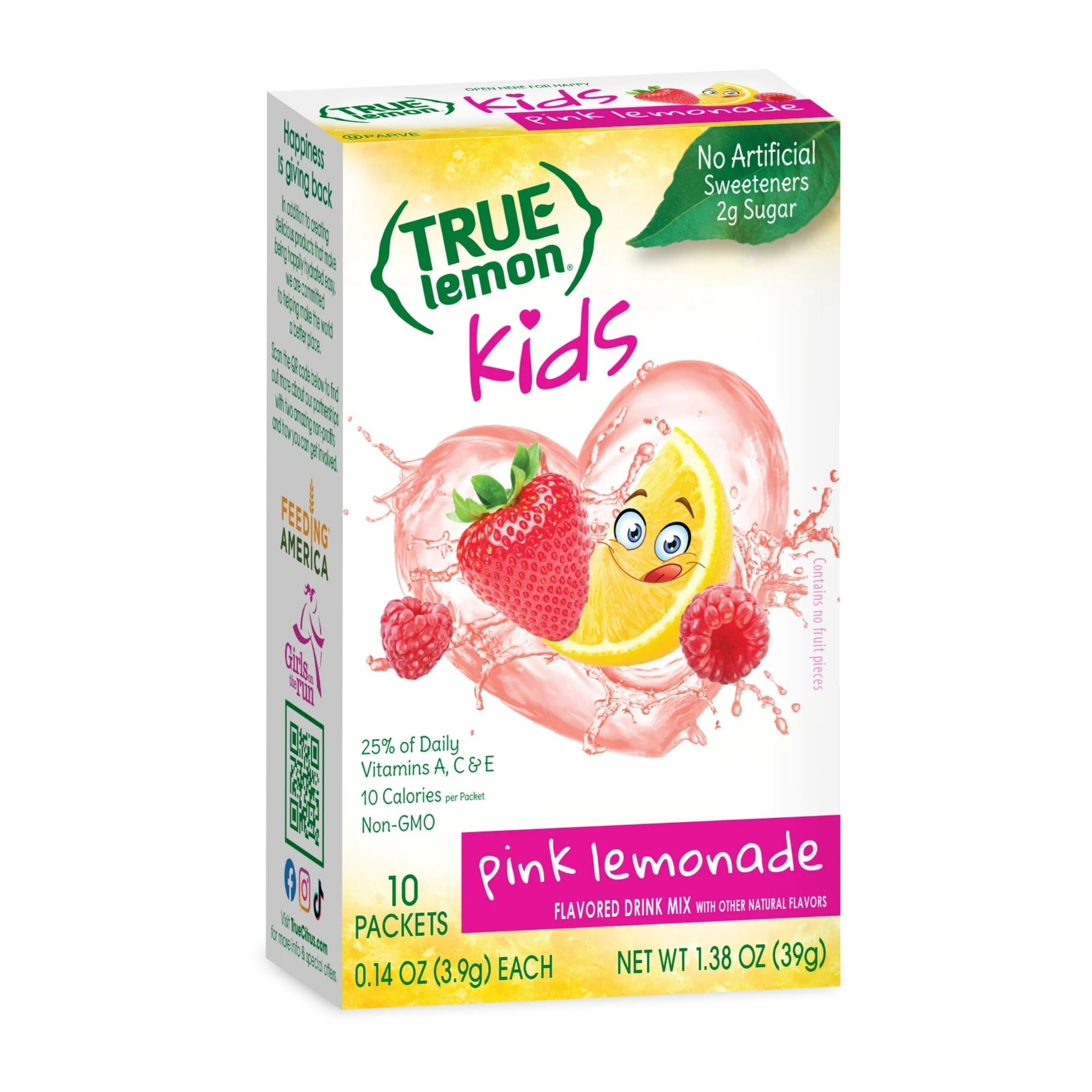 (12 pack) True Lemon Kids Pink Lemonade Powdered Drink Mix, Low Sugar, No Artificial Sweeteners, 10 Count Box