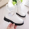 thumbnail image 4 of Girls Ankle Boots Bow Decor Side Zipper Booties Kids Trendy Simple Comfy Chunky Heel Non-Slip Shoes for School Wear White 11.5 Little Kids, 4 of 7