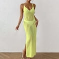 thumbnail image 7 of Taqqpue Women's Crochet Swimsuit Cover Up Solid Color V Neck Sleeveless Side Slit Ribbed Sweater Dresses Casual Loose Fit Long Beach Dress, 7 of 7