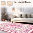 thumbnail image 2 of ODIKA 4'x6' Machine Washable Non-Slip Area Rug, Vintage Damask Scroll Design with Ornate Baroque High Traffic Rug, Pink, 447651, 2 of 7