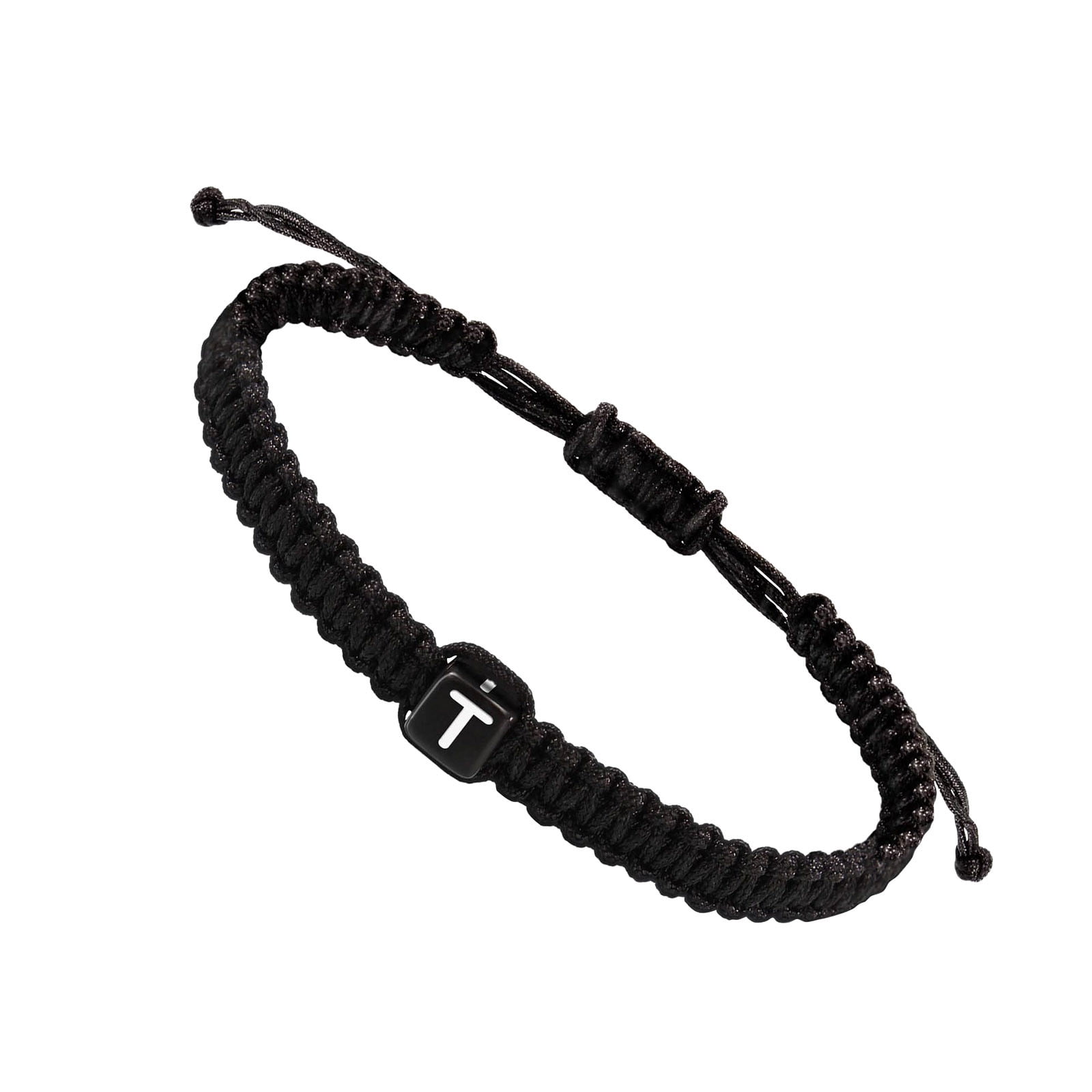 VIBILIA Initial Bracelets for Women Men Teen Boys Girls Woven Rope Braided Letter Bracelet Gold 26 Alphabet Handmade Adjustable Black String