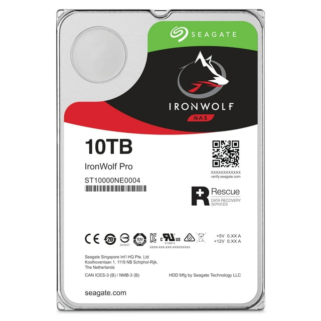 Seagate IronWolf Pro 10Tb NAS Internal Hard Drive HDD – 3.5 Inch Sata 6GB/S 7200 RPM 256MB Cache for Raid Network Attached Storage, Data Recovery Rescue Service (ST10000NE0004)