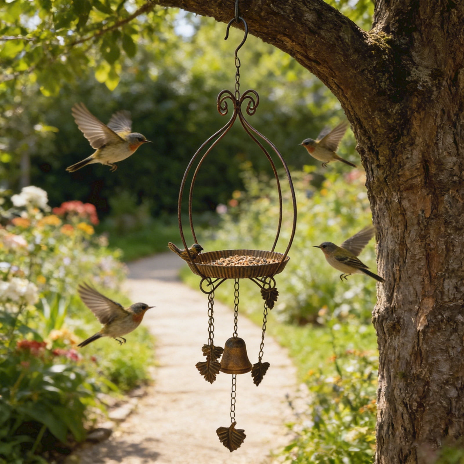 Unique Bird Feeder Decorative Resin Bird Feeder for Garden Patio Yard Outdoor Decor