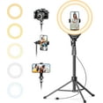 thumbnail image 1 of 14'' LED Foldable Ring Light with 62'' Tripod Stand, Selfie Ring Light for Video Recording, Live Streaming, TikTok & YouTube, Compatible with  &  (Black), 1 of 8